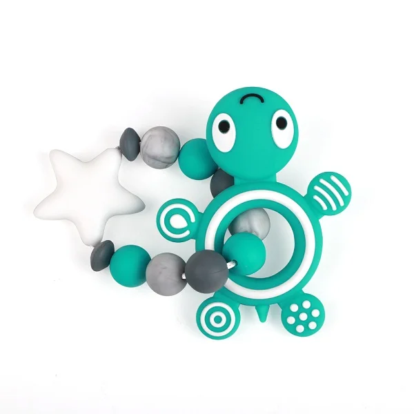 turquoise Силиконовый браслет для прорезывающихся зубов пищевой черепахи силиконовые грызуны черепаха детский Прорезыватель Silcone Beads детский браслет - Цвет: turquoise