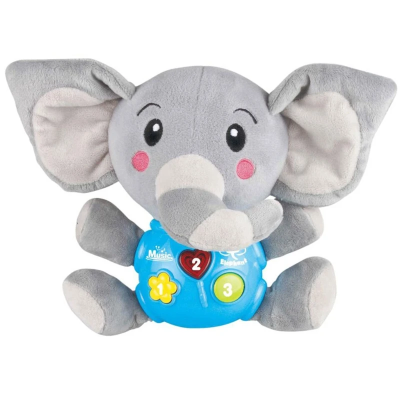 G8DE 10’’ Electric Stuffed Animal Plush Toy Sleeping Elephant Doll Birthday Gift Soft Interactive Toy for Kids Early Learning