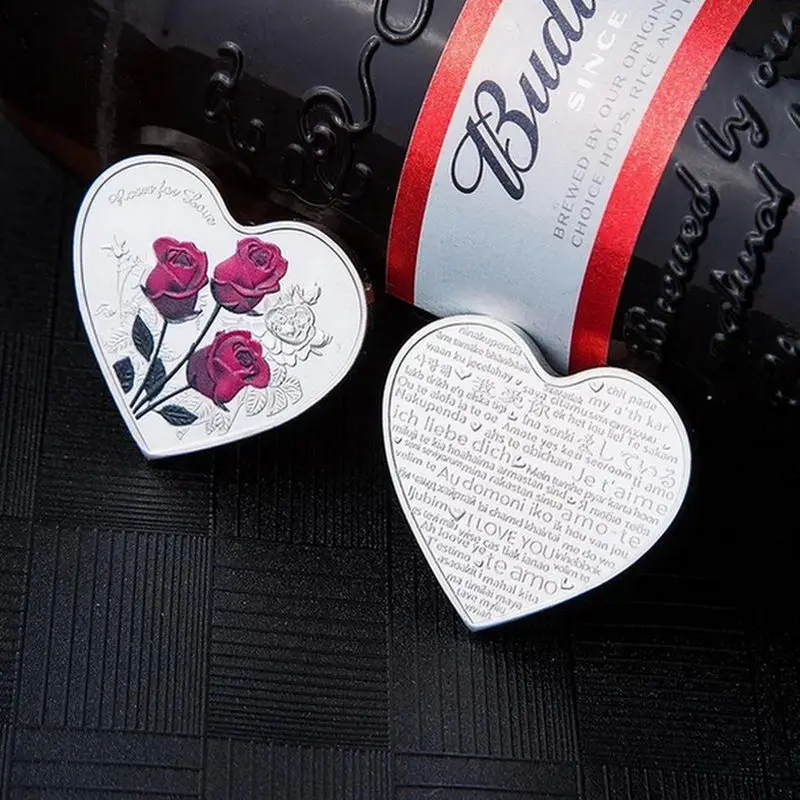В форме сердца Роза памятная монета с 52 языками I Love You Подарочная монета коллекция искусства 899