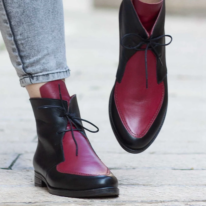 Puimentiua; женские ботинки; Высококачественная обувь на шнуровке из искусственной кожи; женские ботильоны; женская повседневная обувь; Прямая поставка