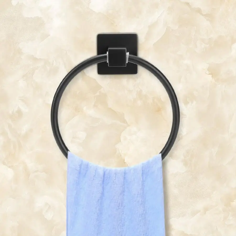 Towel Bar Simple Durable Wall Mounted Towel Ring Bathroom Round Towel Rack Holder Hanger Hardware