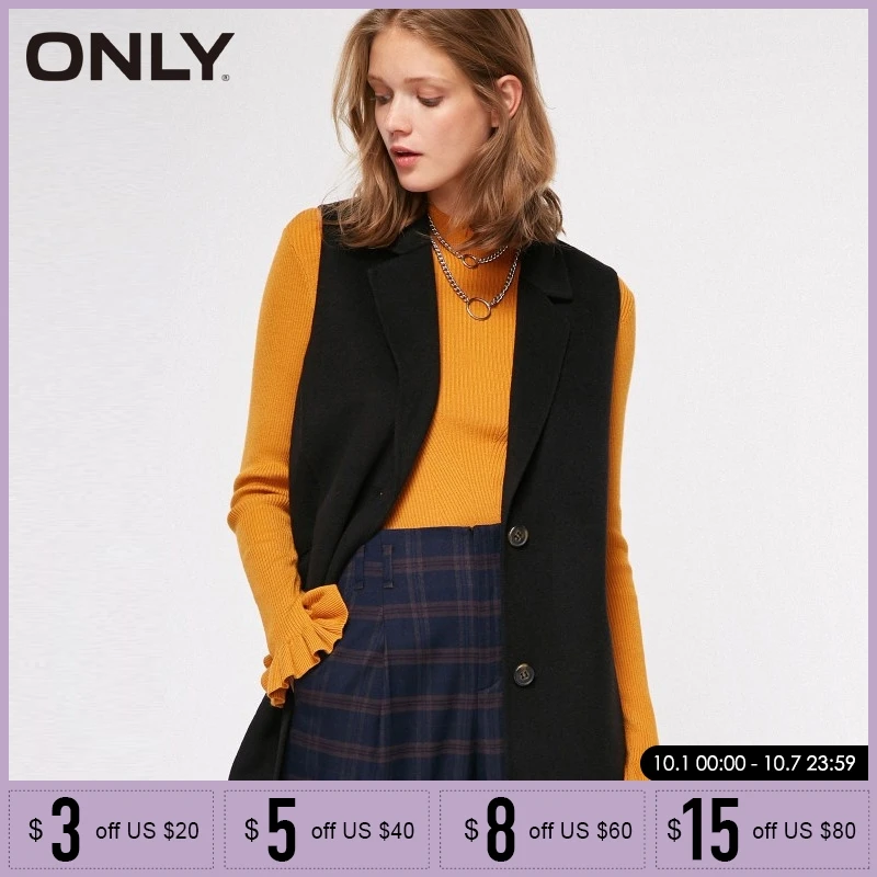 

ONLY Women Mid-length Lapel Collar Wool Waistcoat |11834S501