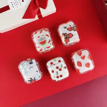 

Electroplating Flower Strawberry Watermelon Cherry Case For Airpods Slim Hard Clear Transparent Case For Airpods 2 Accessories