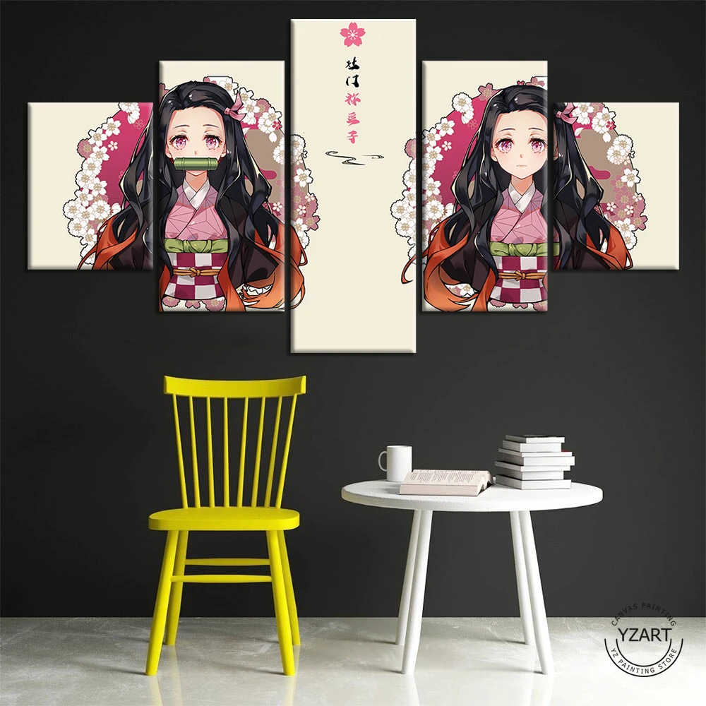 

Anime Demon Slayer Poster Character Kamado Nezuko Oil Painting Canvas Anime Home Decor Wall Art Gift