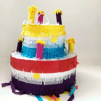 

Birthday Cake Pinata with Colorful Confetti Fillings Party Decorations Kid's Birthday Beating Props Wedding Event Decor