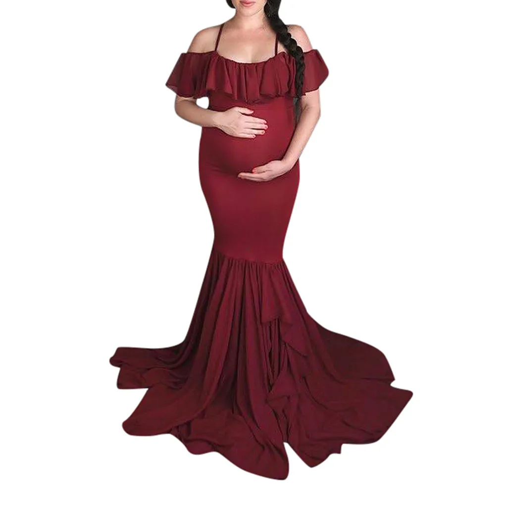 Women baby shower dresses maternity Pregnants Sexy Photography Props Solid Lace Dress vestido gestantes gravidas fotografia#Y2