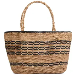 ABSF Стильная летняя пляжная сумка французский стиль соломенная сумка Женская Полосатая Сумка тканые открытые сумки Элегантные винтажные