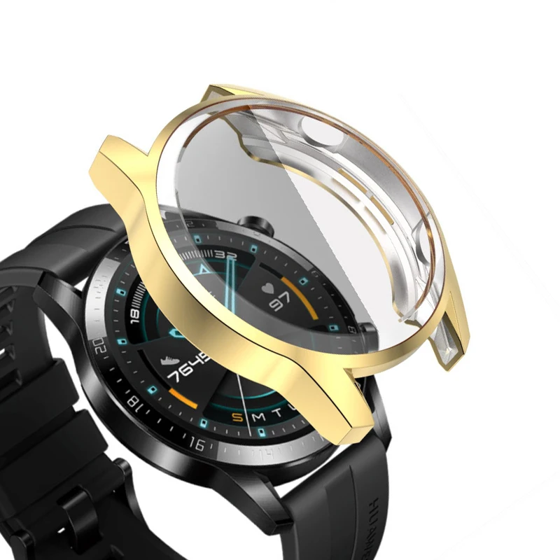 Золотой Мягкий чехол для часов из ТПУ для huawei watch GT 2, покрытие, чехол, противоударный, против царапин, часы GT 46 мм, аксессуары - Цвет: Золотой