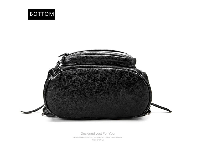 Double zipper Women Backpack Retro Black Ladies Large Soft Real Leather Backpacks Purse 15 inch Casual Girls School knapsack Bag (13)