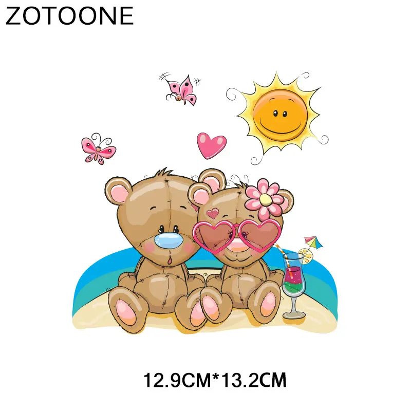 ZOTOONE, Мультяшные животные, медведь, кролик, обезьяна, железные нашивки для одежды, футболки, Аппликации, Термоаппликации