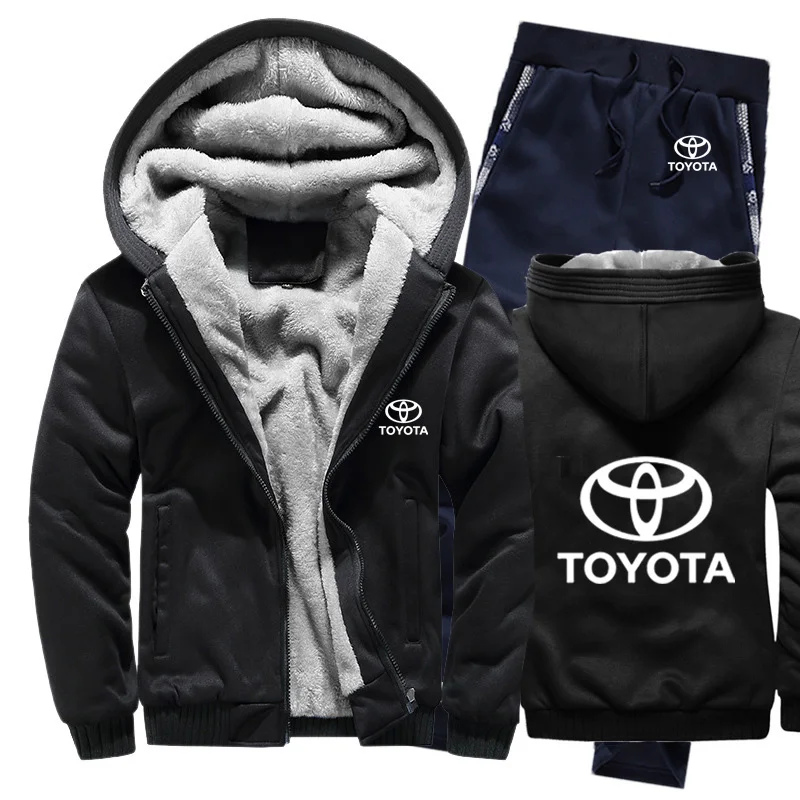 Мужские толстовки с капюшоном с логотипом Toyota, мужские толстовки с капюшоном, зимний утепленный флисовый хлопковый спортивный костюм на молнии, мужская куртка+ штаны, 2 шт. s - Цвет: 810