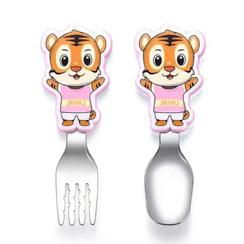 

Cartoon Baby Spoon and Fork Set Stainless Steel Toddler Utensils Kit Child Training Feeding Spoons Cutlery Gifts