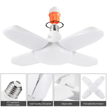 

Youool LED Folding Garage Lamp 45W 60W E27 Fan Blade LED Light Bulb Adjustable Ceiling Lighting Cold White For Garage Warehouse