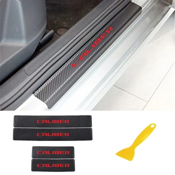 

4 Pack Car Door Sill Protector Sticker for Dodge CALIBER Carbon Fiber Anti Scratch None Slip Protection Film