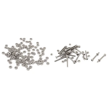 

100Pcs Metric M2 Hex Nuts 304 Stainless Steel Fastener DIN934 for Bolt & 20Pcs M2 x 20mm Long Hex Socket Knurled Cap Screws Bolt
