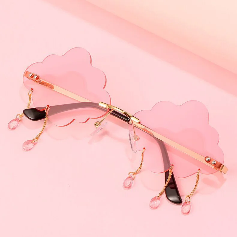 Vintage Rimless Sunglasses Woman Fashion Clouds Sun Glasses Female Retro Tassel Raindrop Trending Oculos De Sol Feminino_voghion.com