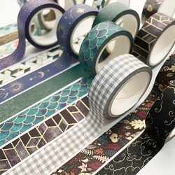 Autocollants dorés Vintage, bande de masquage Wasi, papier adhésif en papier de riz décoratif pour Scrapbooking journal intime, papeterie japonaise 