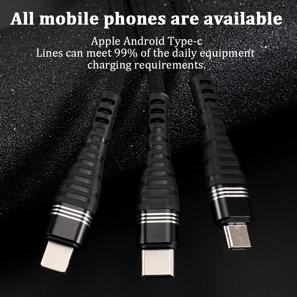 3 в 1 Micro+ type-c USB кабель для зарядки данных для Android для iPhone 1,2 м 2.4A многофункциональный три в одном кабель передачи данных для быстрой зарядки
