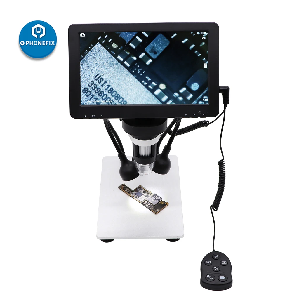 US $65.00 Highdefinition DM9 1200X USB Digital Microscope with 7 Inch Screen and Bracket LED Light for Phone Repair PCB Soldering Tool