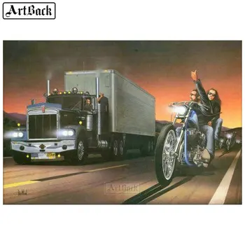 

ARTBACK diamond painting truck motorcycle 5d diy full square landscape mosaic diamond art canvas sticker