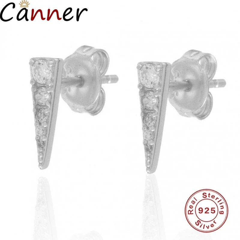 Canner Новая мода S925 Серебряные треугольные серьги-гвоздики для женщин Персонализированные серьги ювелирные изделия очаровательные подарки