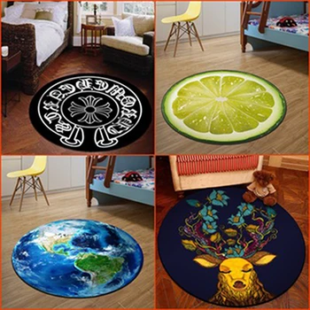 

Round Cartoon 3D Print Soft No-Fade Carpet Non-Slip Latex Cloth Kids Room Living Room Bedroom Floor Mat Home Decor