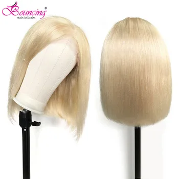 

613# Blonde 99J Straight Bob Wigs Human Hair Lace Front Wigs 8 10 12 14 16 Inch Brazilian 150Density 13x4 Lace Front Bob Wigs