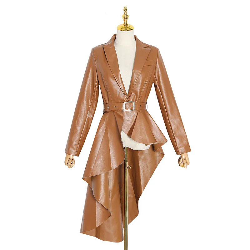 Женская Асимметричная ветровка VGH из искусственной кожи в винтажном стиле с