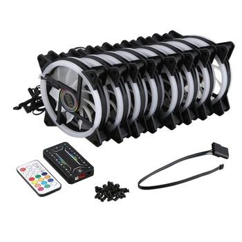 

Computer PC Case Fan RGB Adjust LED Fan Quiet Remote Computer Cooler Cooling RGB Case Fans (8PCS+1 Controller)