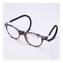 Висит шеи очки для чтения складные пресбиопические Для мужчин Для женщин Мягкий силиконовый Магнитный Винтаж очки 1,0 1,5 2,0 2,5 3,0