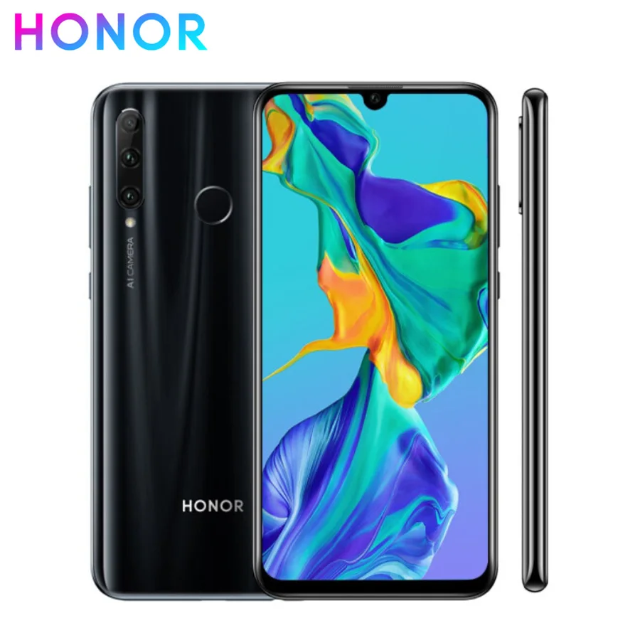 Мобильный телефон Honor 20i 4G LTE с глобальной прошивкой, 6,21 дюймов, 6 ГБ ОЗУ, 64 Гб ПЗУ, четыре ядра, Kirin 710, Android 9,0, МП, отпечаток пальца