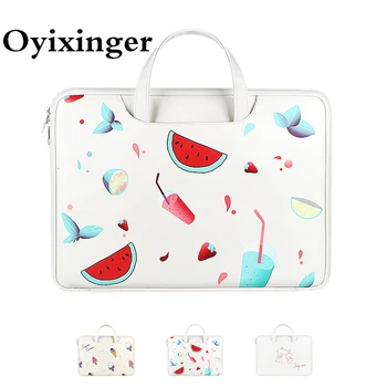 

Oyixinger Notebook Bag Portable Cartoon Laptop Bags For13-15inch Mackbook Unisex Leather Shoulder Bag Cute Casual Document Bags