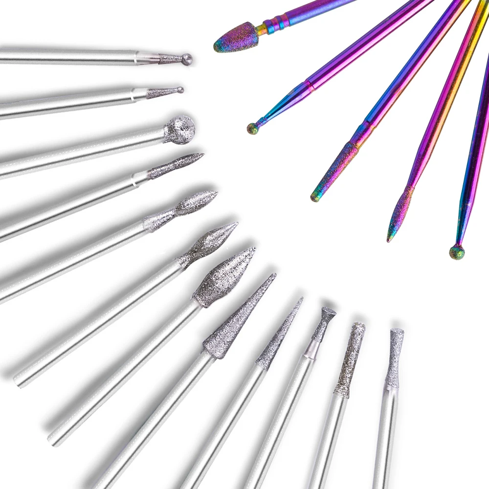 Dmoley-brocas de diamante para uñas, brocas para cortaúñas giratorias de arcoíris, herramientas de manicura pedicura
