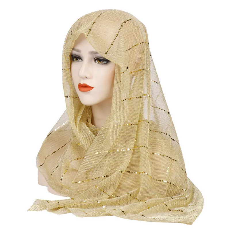 Летний Тонкий мусульманский шарф для женщин хиджаб сплошной блесток головной платок исламский платок femme musulman шали и обертывания kopftuch