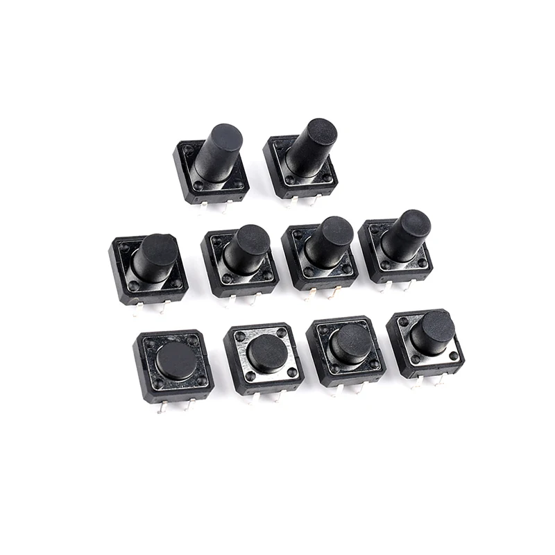 50PCS/LOT 12*12mm Tact Switch Push Button Switch 12V Copper 4PIN DIP Micro For TV/Toys/Home Use Button 12x12x4.3/5/6/7-12