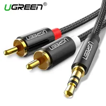 Ugreen rca cabo 2rca estéreo de alta fidelidade a 3.5mm cabo áudio aux rca jack 3.5 y divisor para amplificadores de áudio cabo de cinema em casa rca(China)