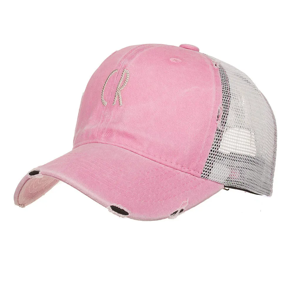Летняя вышитая Кепка Cr, бейсболка, Солнцезащитная шляпа B519 - Цвет: pink