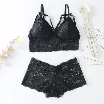 

6Colors Summer Women Push Up Bra Set Beauty Back Tube Tops Lace Gathered Bra + Brief Two-piece Sets