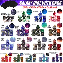 2020 novo Chegada Nebulosa Cortam o Jogo de Dados Poliédricos pçs/set 7 com Saco de Cordão Preto para RPGs de Mesa Jogos 8 Cores