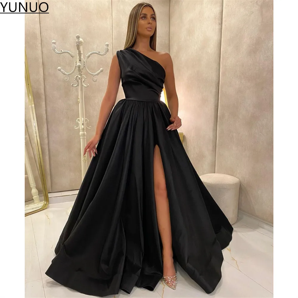 green ball gown YUNUO Elegant Purple Long Prom Evening Dresses One Shoulder Satin Side Slit Party Gowns A-line Sleeveless Formal Occasion Dress burgundy prom dresses Prom Dresses