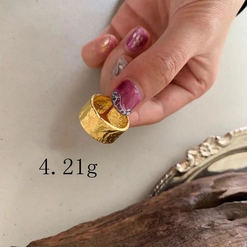 Silvology 925 стерлингового серебра неправильные широкие кольца золото высокого качества фольги бумаги Модные кольца для женщин серебряные ювелирные изделия подарок