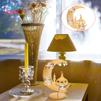 

Pafu Mullins Eid Al-Fitr Metal Candlestick moon castle Sculpture Candle Holder Decor Handmade metal Home Decoration Art Gift