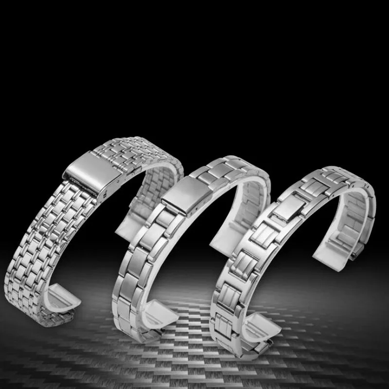 

10mm 12mm 14mm 16mm 18mm Stainless Steel Watch Band Strap Bracelet Watchband Butterfly Clasps Silver Buckle For Women Men