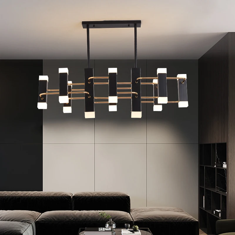 

LED Chandeliers Black Art LED Hanging Light For Living Room Dining Bedroom Lustres De Plafond Postmodern Villa Fixtures