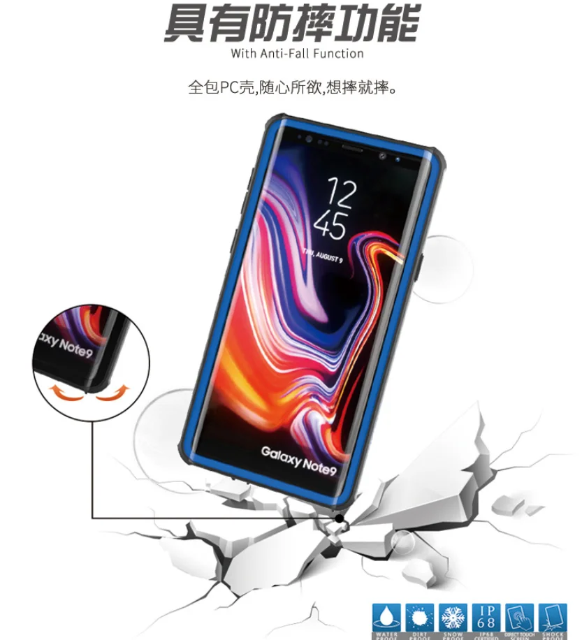 Водонепроницаемый защитный чехол для телефона samsung galaxy A50 A70 A40 A20 Note 8 9 10 S8 S9 S10 plus чехол для телефона r