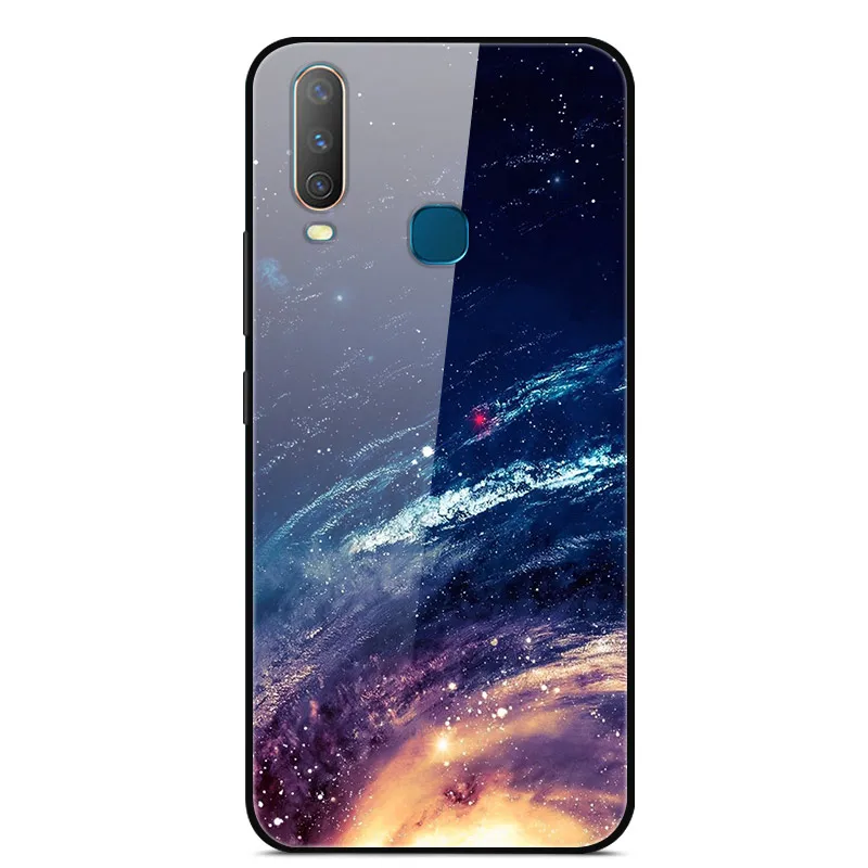 35 ДЛЯ Vivo Y11 чехол 6,35 ''закаленное стекло Роскошная жесткая задняя крышка для Vivo U3X чехол для телефона мягкий бампер для VIVO U10 Y 11 - Цвет: 35