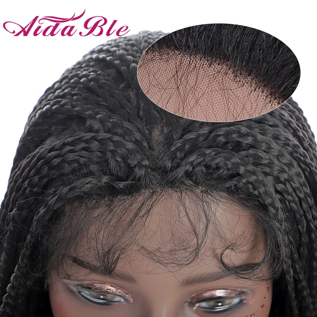Lace Frontal Cornrow Wig Synthetic Wigs 13*1 Lace Front Braided Wigs Hand Braided Box Braid Lace Wigs With Baby Hair For Women 4