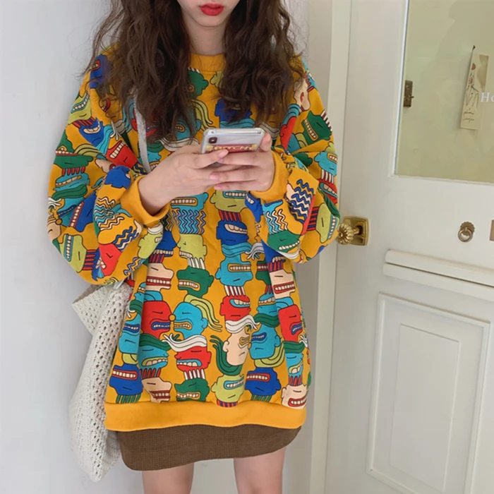 autumn sweatshirt women winter harajuku korean clothes fashion stranger things playful funny cartoon oversized hoodie women
