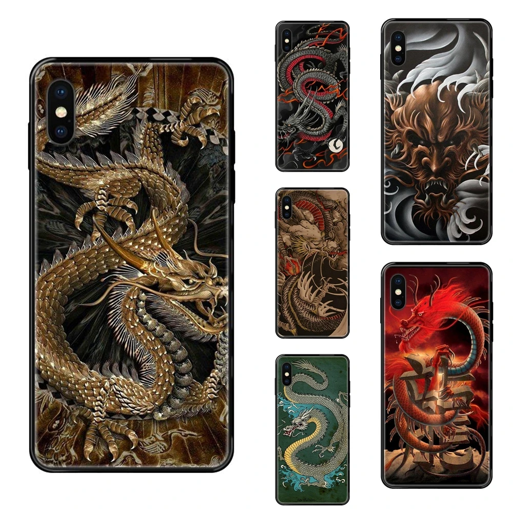 Black Soft Cool Best Cover Case Enfant China Japanese Dragon Tattoo For iPhone 11 12 Pro 5 5S SE 5C 6 6S 7 8 X XR XS Plus Max | Мобильные