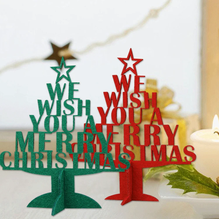 Войлочные Рождественские елочные украшения стерео Рождественский праздник красного и зеленого цветов одевания дерева украшения тепловой аэростат